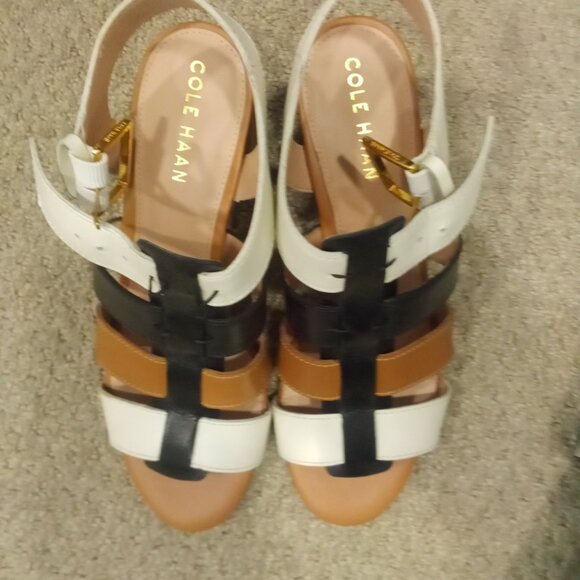 Cole Haan Josie Fisherman Sandal 6.5 (black, ivory, pecan) - Picture 4 of 4